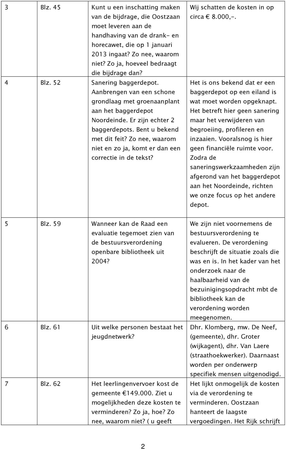 Bent u bekend met dit feit? Zo nee, waarom niet en zo ja, komt er dan een correctie in de tekst? Wij schatten de kosten in op circa 8.000,-.