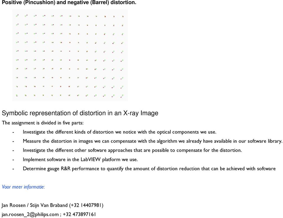 we use. - Measure the distortion in images we can compensate with the algorithm we already have available in our software library.