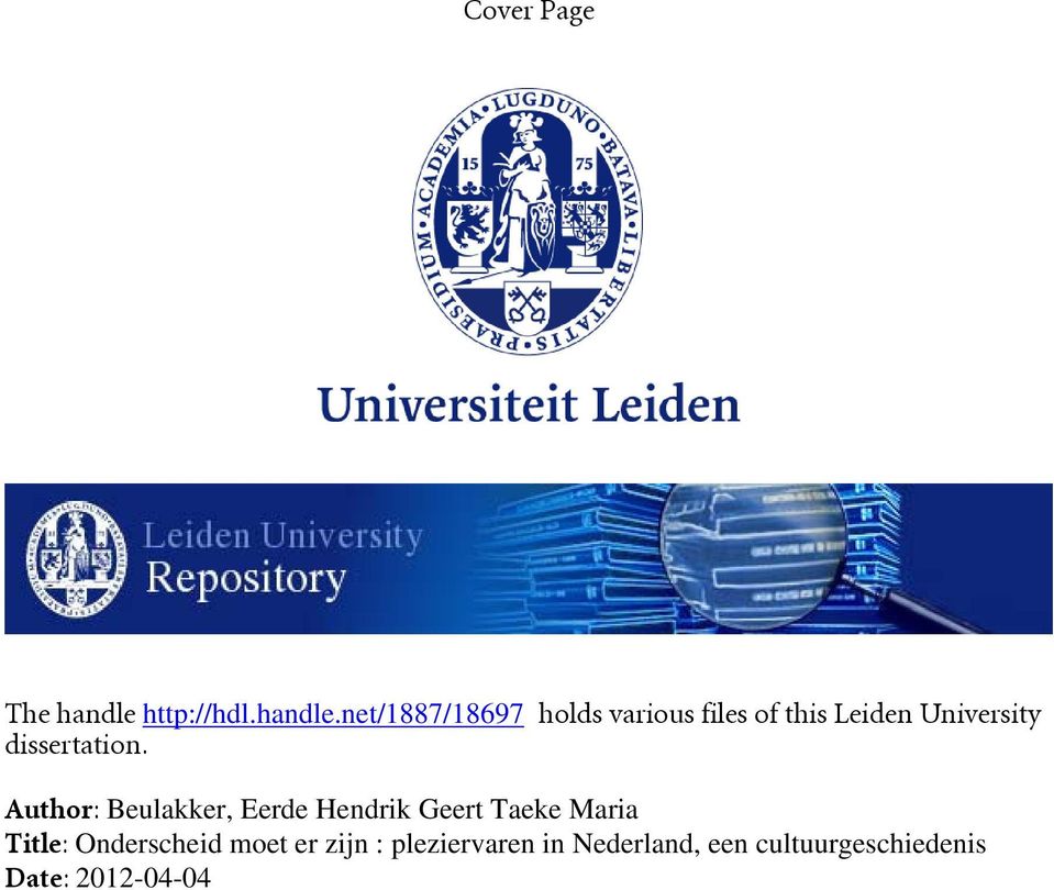 net/1887/18697 holds various files of this Leiden University