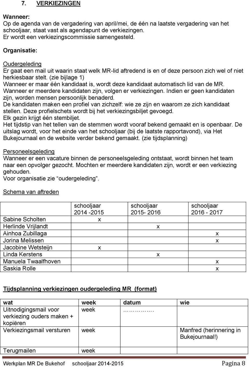 (zie bijlage 1) Wanneer er maar één kandidaat is, wordt deze kandidaat automatisch lid van de MR. Wanneer er meerdere kandidaten zijn, volgen er verkiezingen.