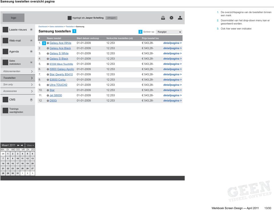 Web-mail Agenda Sales statistieken Abbonementen Toestellen Sim only Accessoires CMS # Naam toestel Start datum verkoop Verkochte toestellen (nl) Prijs toestel los. Galaxy Ace White 0-0-009.