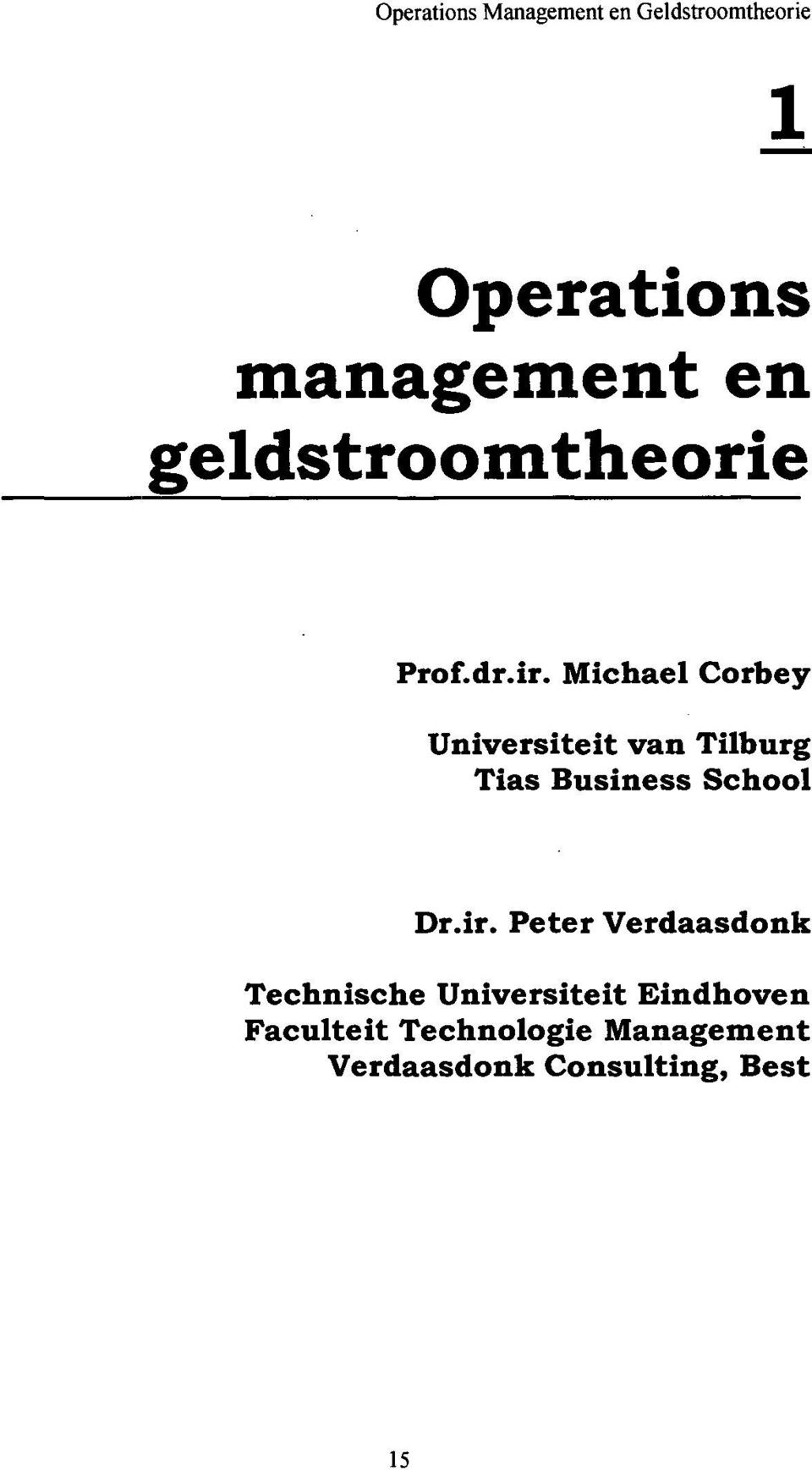 Michael Corbey Universiteit van Tilburg Tias Business School Dr.ir.