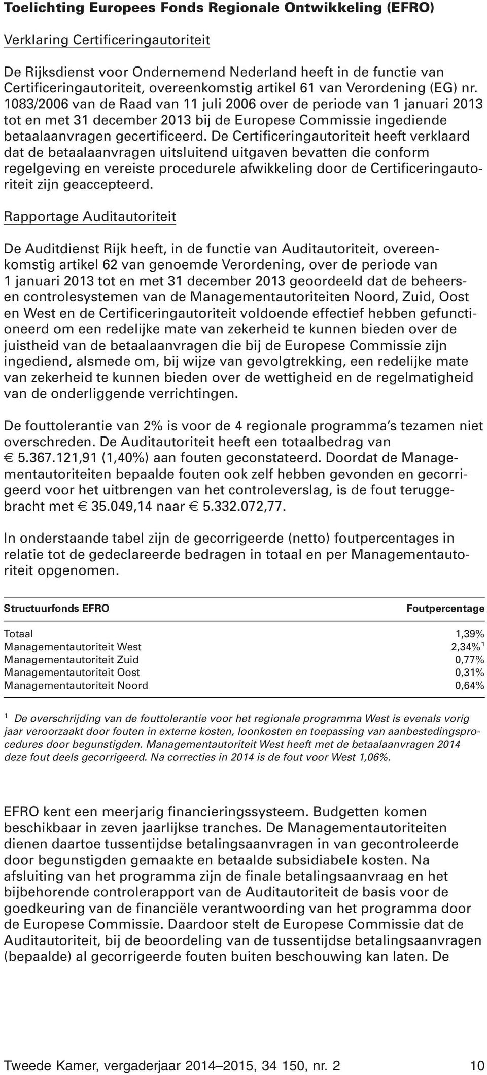 1083/2006 van de Raad van 11 juli 2006 over de periode van 1 januari 2013 tot en met 31 december 2013 bij de Europese Commissie ingediende betaalaanvragen gecertificeerd.