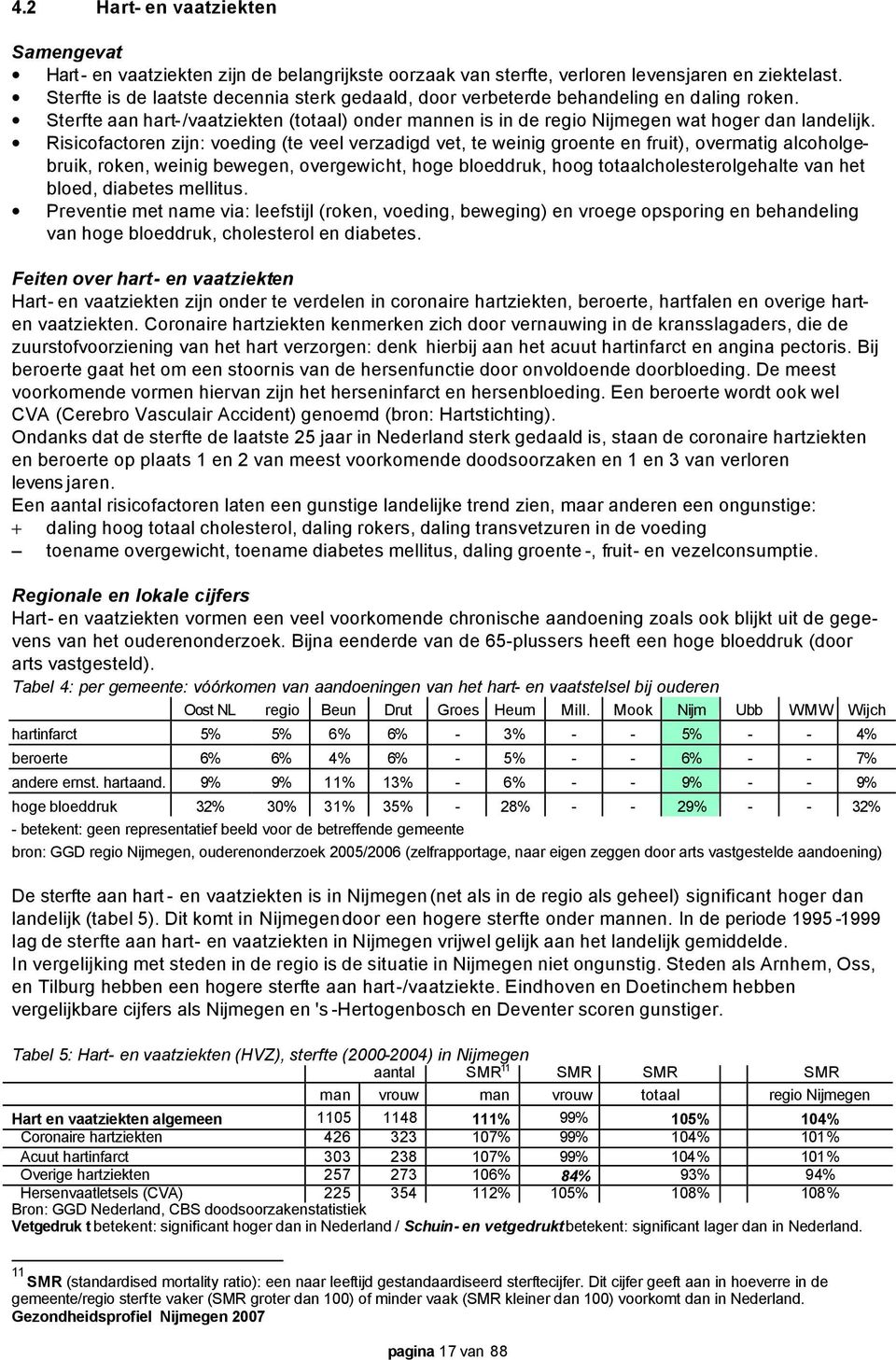 Risicofactoren zijn: voeding (te veel verzadigd vet, te weinig groente en fruit), overmatig alcoholgebruik, roken, weinig bewegen, overgewicht, hoge bloeddruk, hoog totaalcholesterolgehalte van het