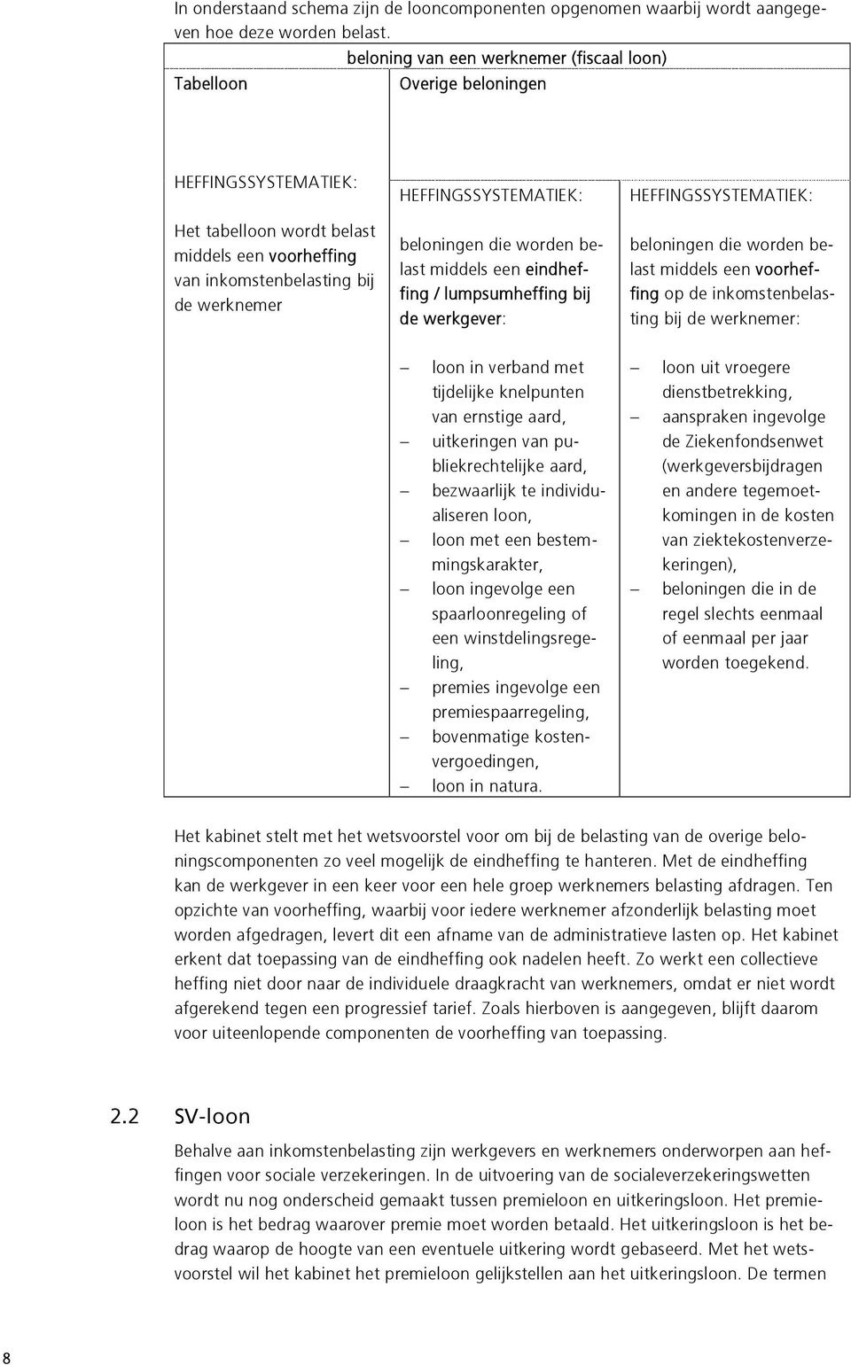 HEFFINGSSYSTEMATIEK: beloningen die worden belast middels een eindheffing / lumpsumheffing bij de werkgever: HEFFINGSSYSTEMATIEK: beloningen die worden belast middels een voorheffing op de