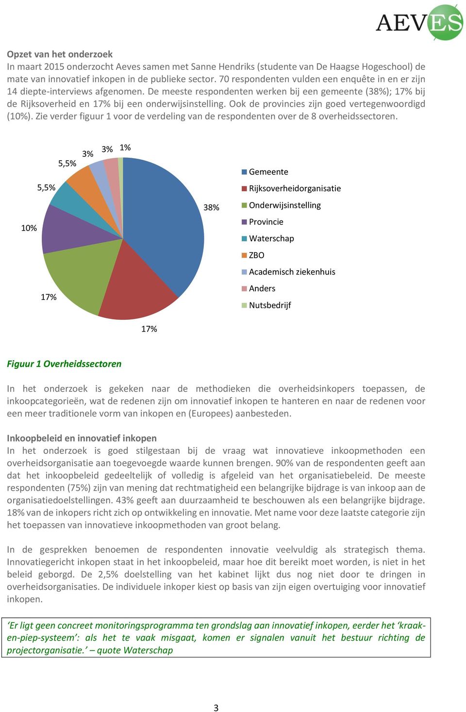 Ook de provincies zijn goed vertegenwoordigd (10%). Zie verder figuur 1 voor de verdeling van de respondenten over de 8 overheidssectoren.