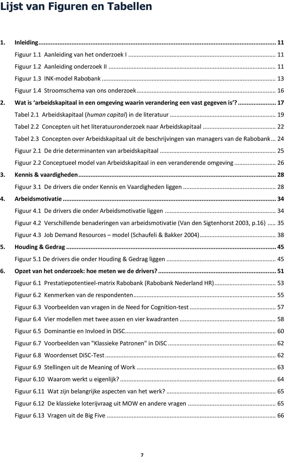 2 Concepten uit het literatuuronderzoek naar Arbeidskapitaal... 22 Tabel 2.3 Concepten over Arbeidskapitaal uit de beschrijvingen van managers van de Rabobank... 24 Figuur 2.