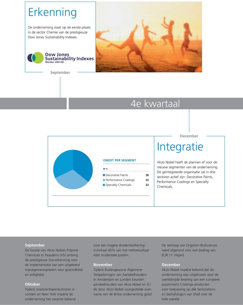 onderneming. De geïntegreerde organisatie zal in drie sectoren actief zijn: Decorative Paints, Performance Coatings en Specialty Chemicals.