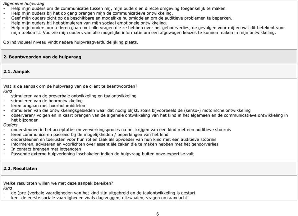 - Help mijn uders m te leren gaan met alle vragen die ze hebben ver het gehrverlies, de gevlgen vr mij en wat dit betekent vr mijn tekmst.