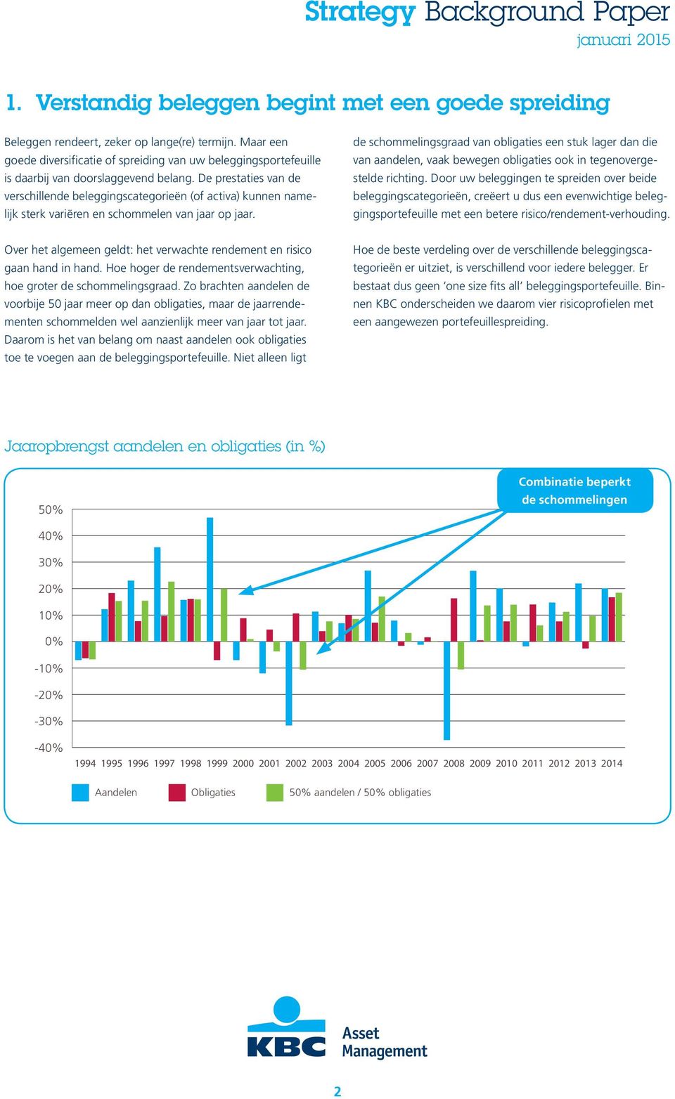 De prestaties van de verschillende beleggingscategorieën (of activa) kunnen namelijk sterk variëren en schommelen van jaar op jaar.