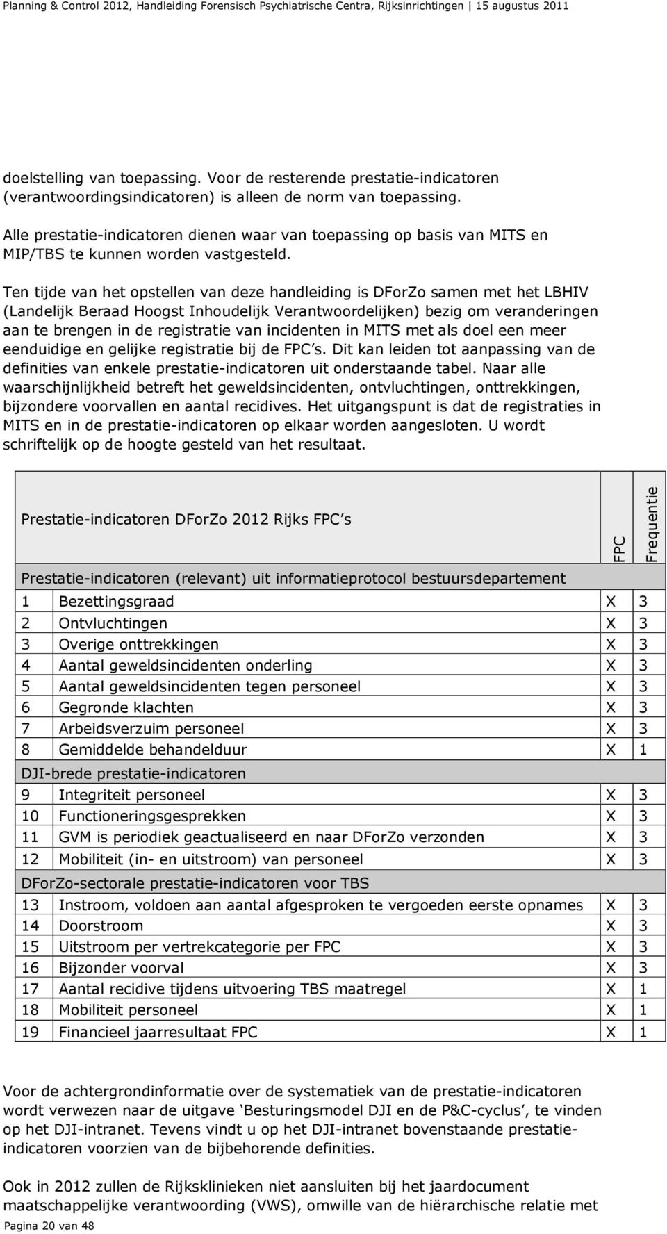 Ten tijde van het opstellen van deze handleiding is DForZo samen met het LBHIV (Landelijk Beraad Hoogst Inhoudelijk Verantwoordelijken) bezig om veranderingen aan te brengen in de registratie van