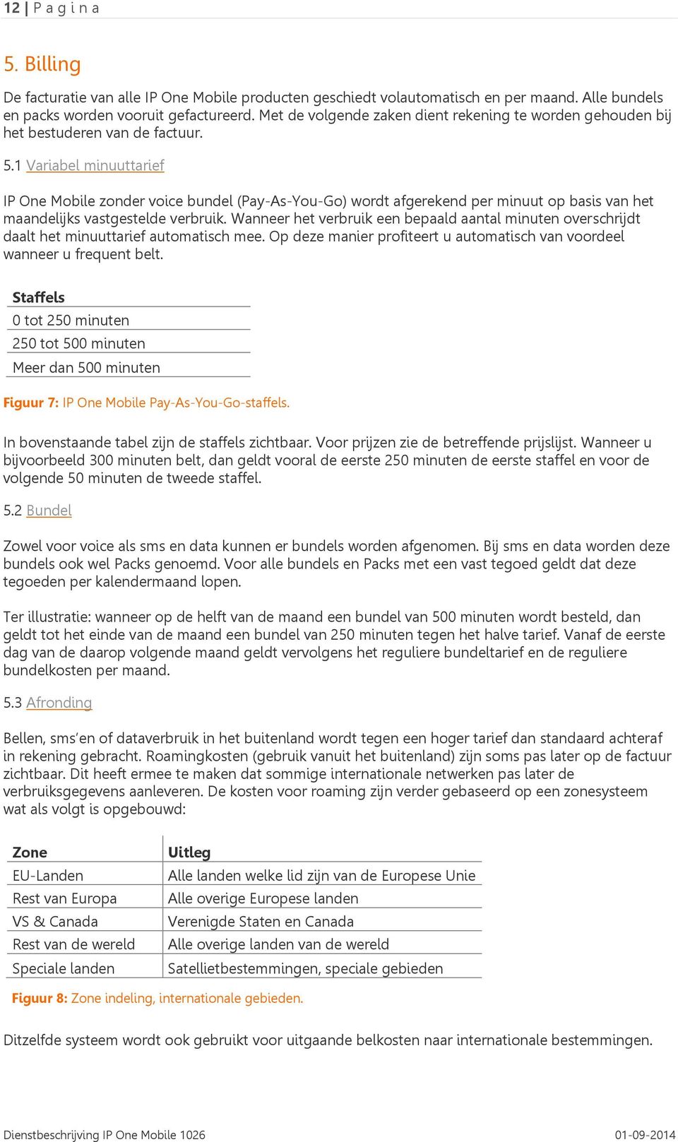 1 Variabel minuuttarief IP One Mobile zonder voice bundel (Pay-As-You-Go) wordt afgerekend per minuut op basis van het maandelijks vastgestelde verbruik.