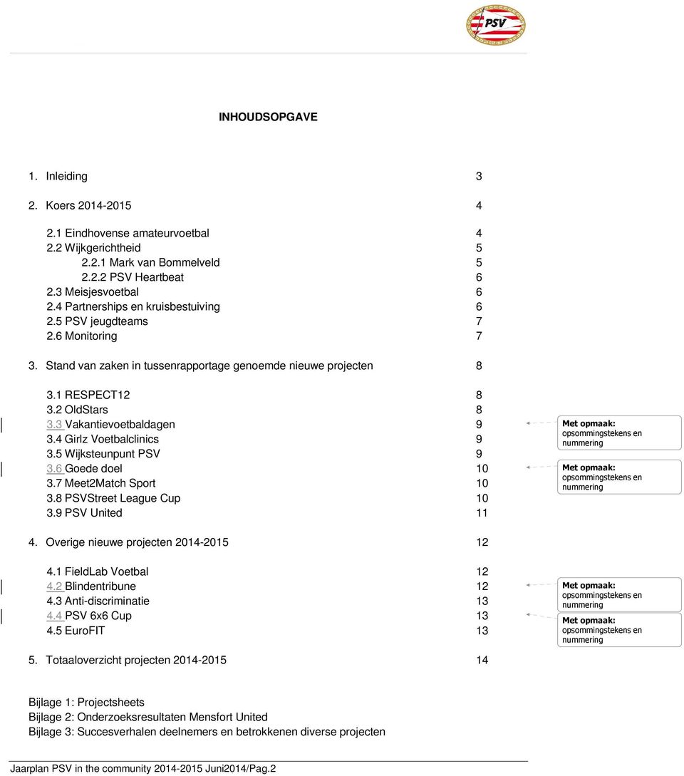 3 Vakantievoetbaldagen 9 3.4 Girlz Voetbalclinics 9 3.5 Wijksteunpunt PSV 9 3.6 Goede doel 10 3.7 Meet2Match Sport 10 3.8 PSVStreet League Cup 10 3.