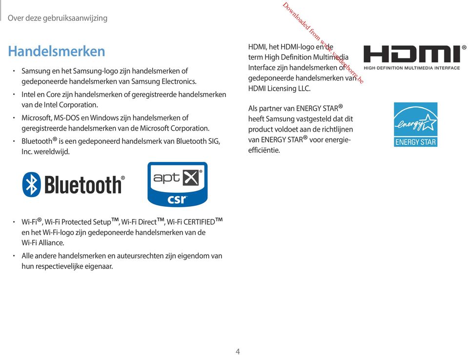 Bluetooth is een gedeponeerd handelsmerk van Bluetooth SIG, Inc. wereldwijd.