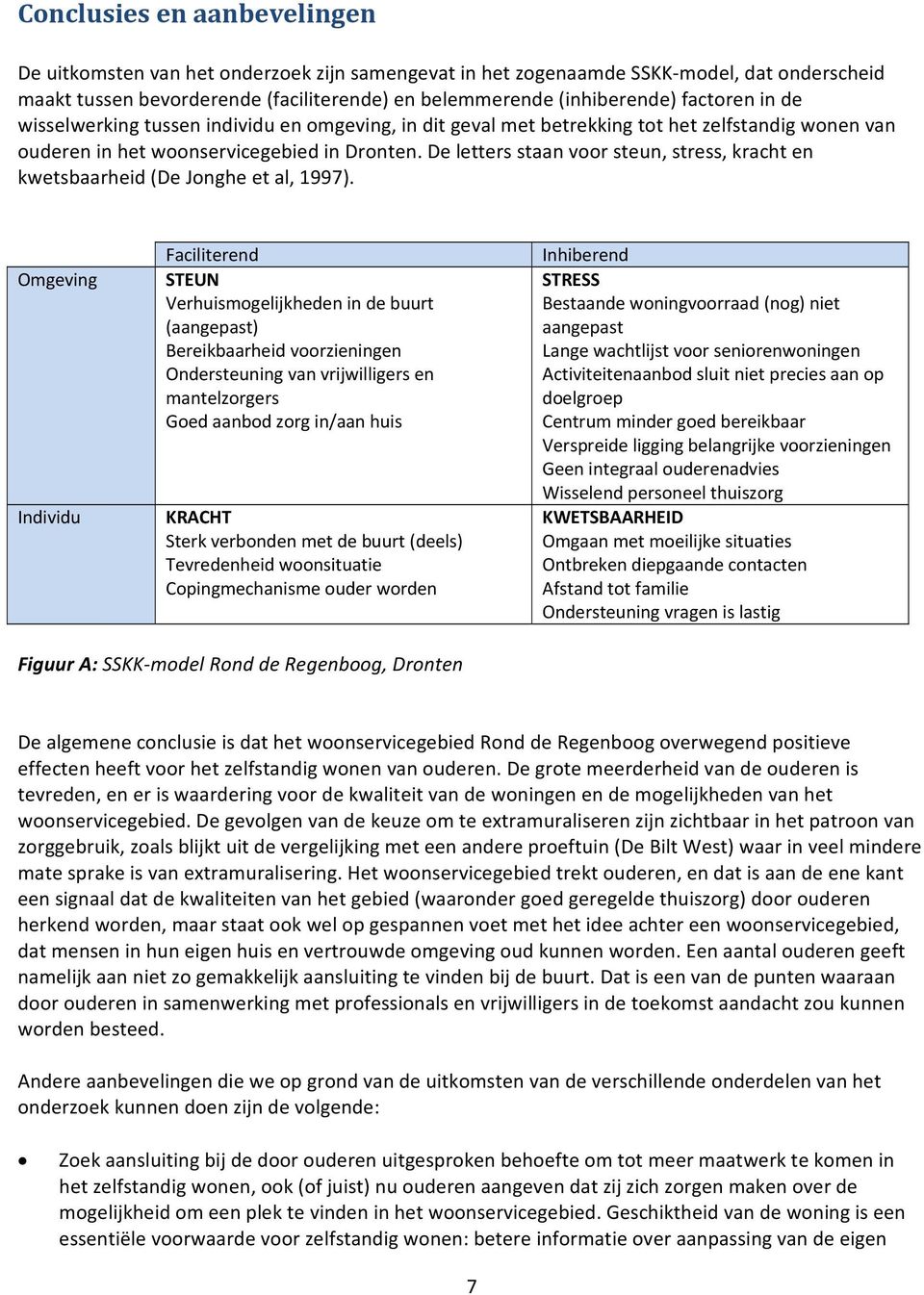 De letters staan voor steun, stress, kracht en kwetsbaarheid (De Jonghe et al, 1997).