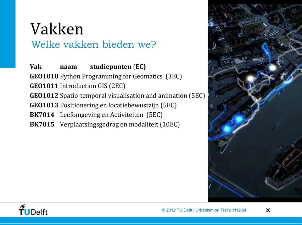 Introduction GIS (2EC) GEO1012 Spatio- temporal visualisation and animation (5EC)