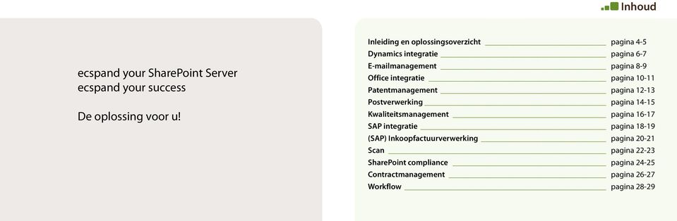pagina 10-11 Patentmanagement pagina 12-13 Postverwerking pagina 14-15 Kwaliteitsmanagement pagina 16-17 SAP integratie