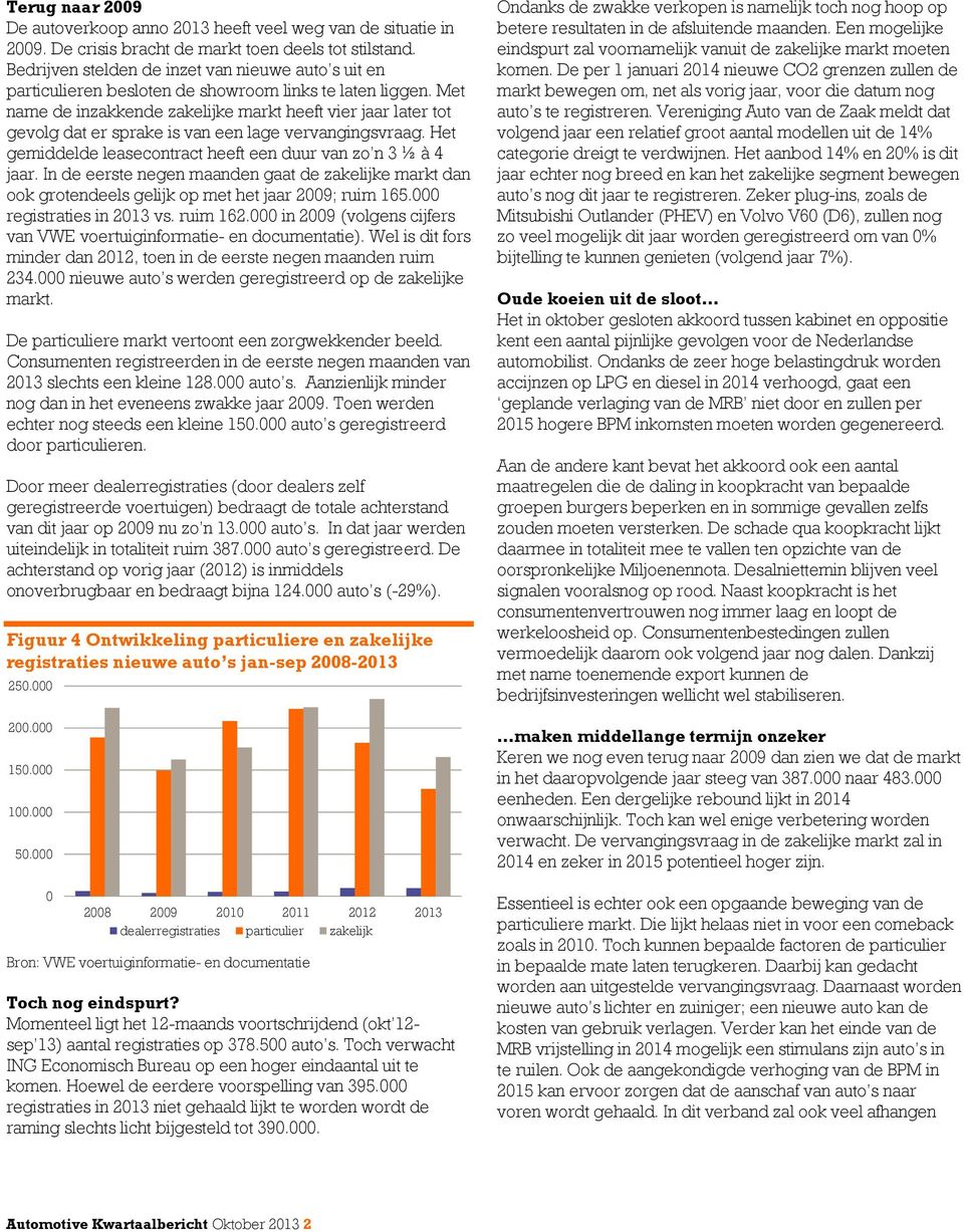 Met name de inzakkende zakelijke markt heeft vier jaar later tot gevolg dat er sprake is van een lage vervangingsvraag. Het gemiddelde leasecontract heeft een duur van zo n 3 ½ à 4 jaar.