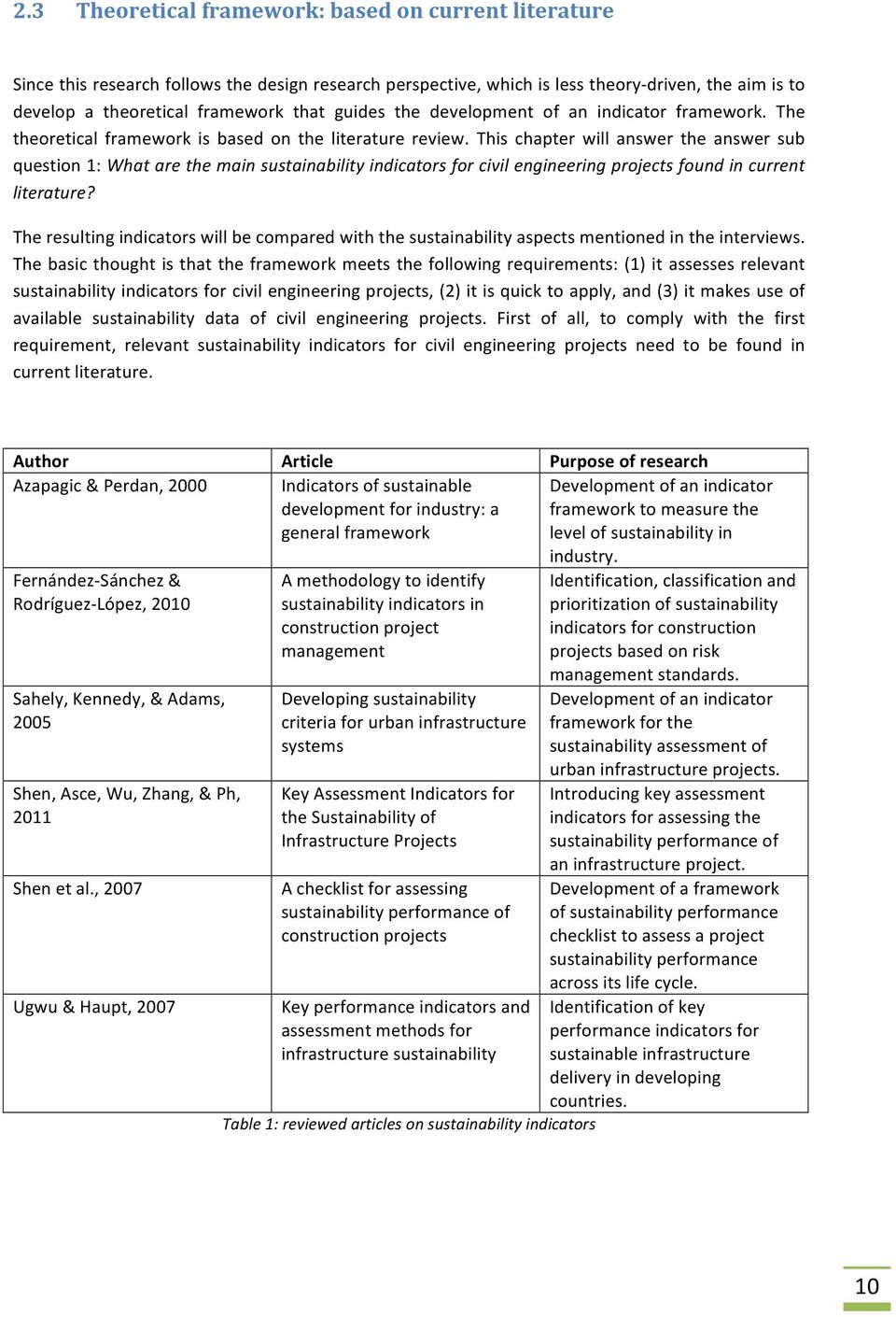 This chapter will answer the answer sub question 1: What are the main sustainability indicators for civil engineering projects found in current literature?