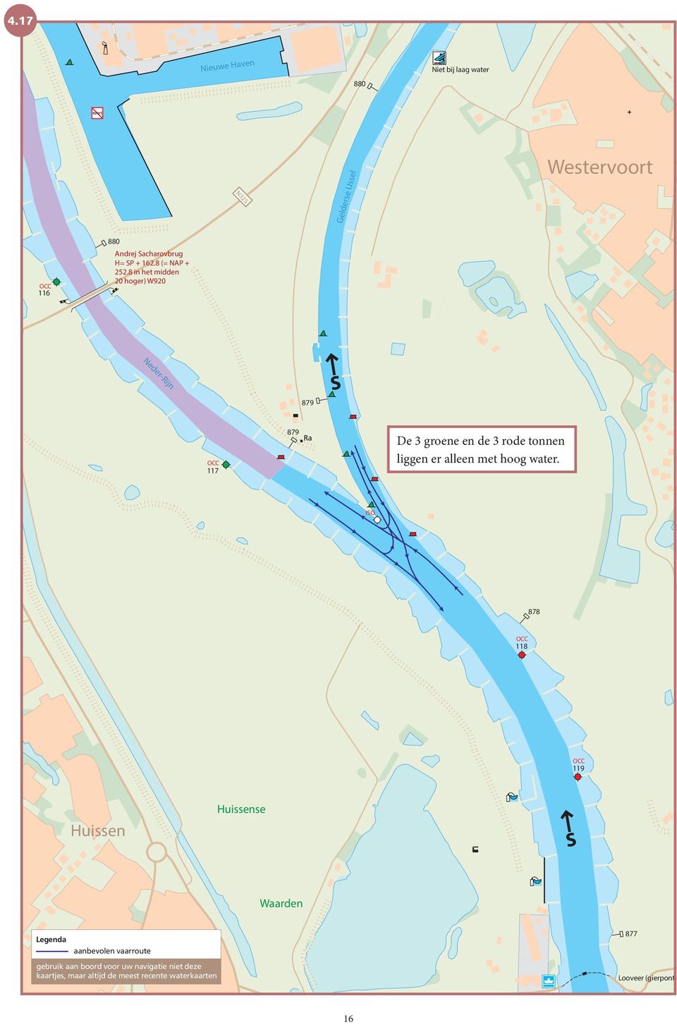 8 in het midden 20 hoger) W920 Neder-Rijn 879 OCC 117 879 De 3 groene en de 3 rode tonnen liggen er alleen met hoog