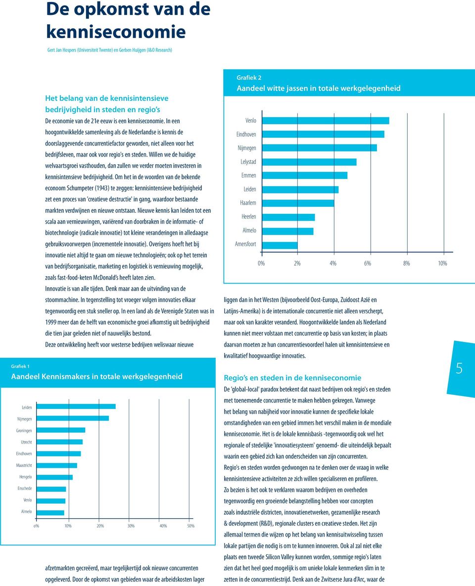 In een hoogontwikkelde samenleving als de Nederlandse is kennis de doorslaggevende concurrentiefactor geworden, niet alleen voor het bedrijfsleven, maar ook voor regio's en steden.