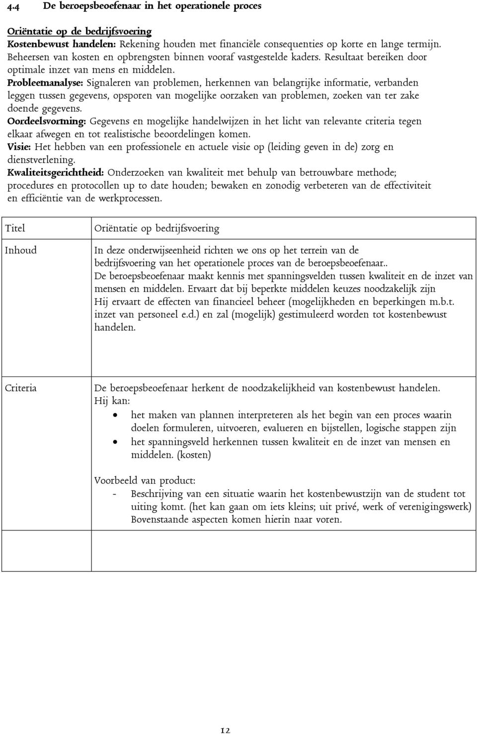 Probleemanalyse: Signaleren van problemen, herkennen van belangrijke informatie, verbanden leggen tussen gegevens, opsporen van mogelijke oorzaken van problemen, zoeken van ter zake doende gegevens.