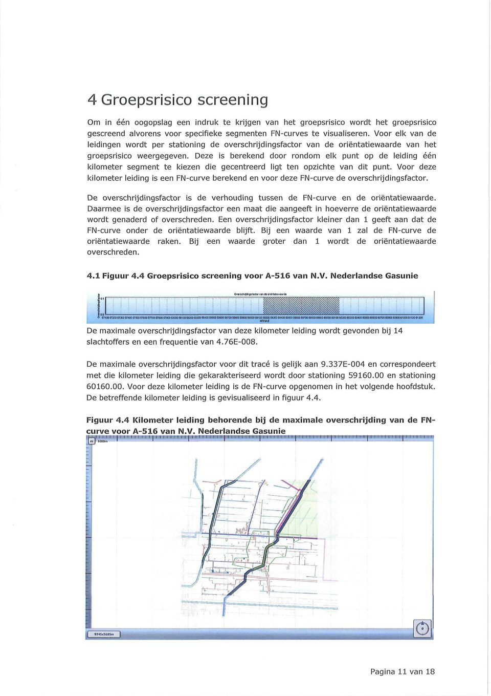 Deze is berekend door rondom elk punt op de leiding één kilometer segment te kiezen die gecentreerd ligt ten opzichte van dit punt.