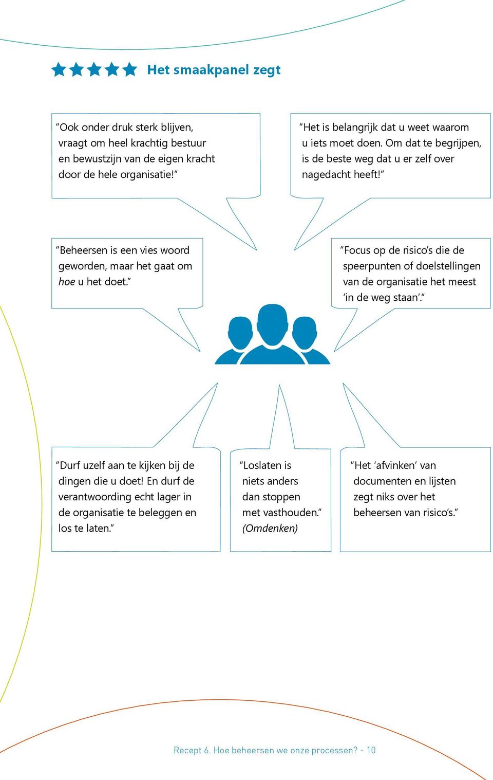 Beheersen is een vies woord geworden, maar het gaat om hoe u het doet. Focus op de risico s die de speerpunten of doelstellingen van de organisatie het meest in de weg staan.