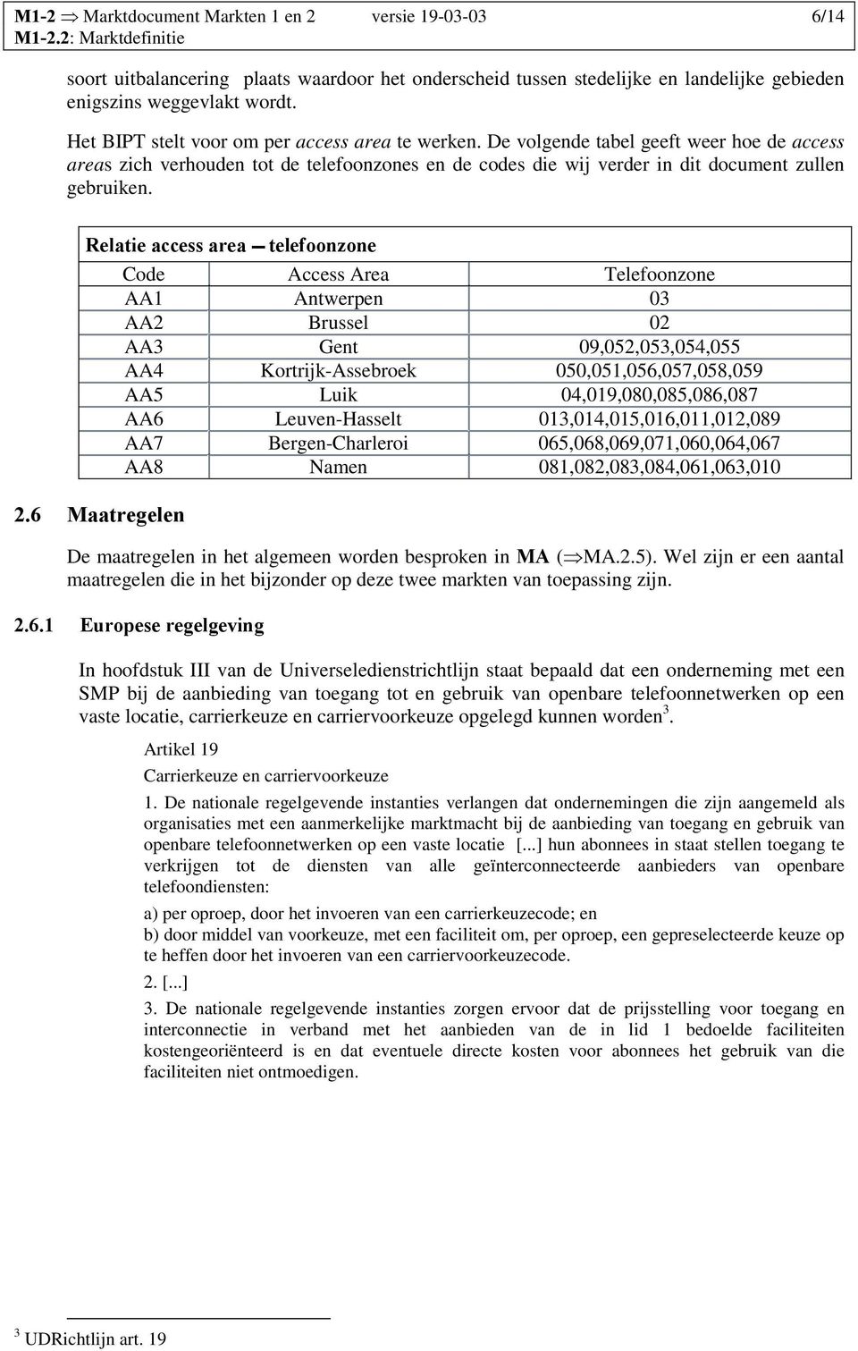 Relatie access area telefoonzone 2.