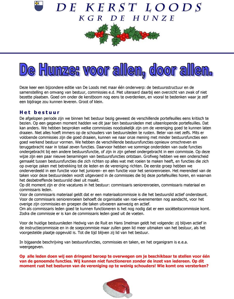 H e t b e s t u u r De afgelopen periode zijn we binnen het bestuur bezig geweest de verschillende portefeuilles eens kritisch te bezien.