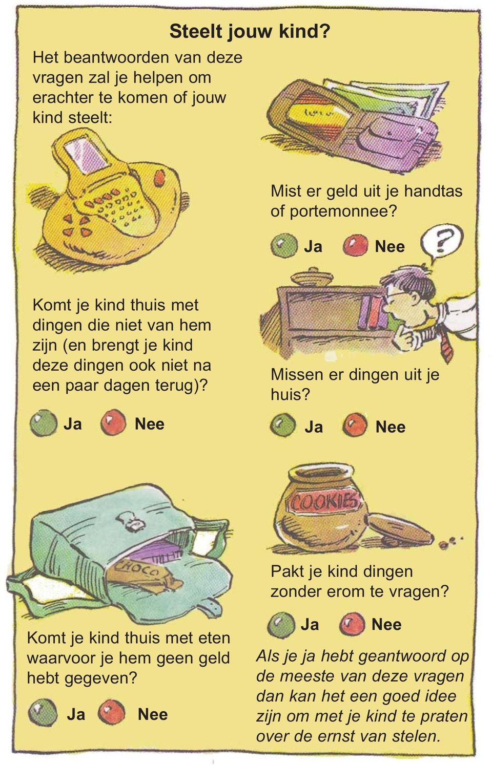 Ja Nee Komt je kind thuis met dingen die niet van hem zijn (en brengt je kind deze dingen ook niet na een paar dagen terug)?