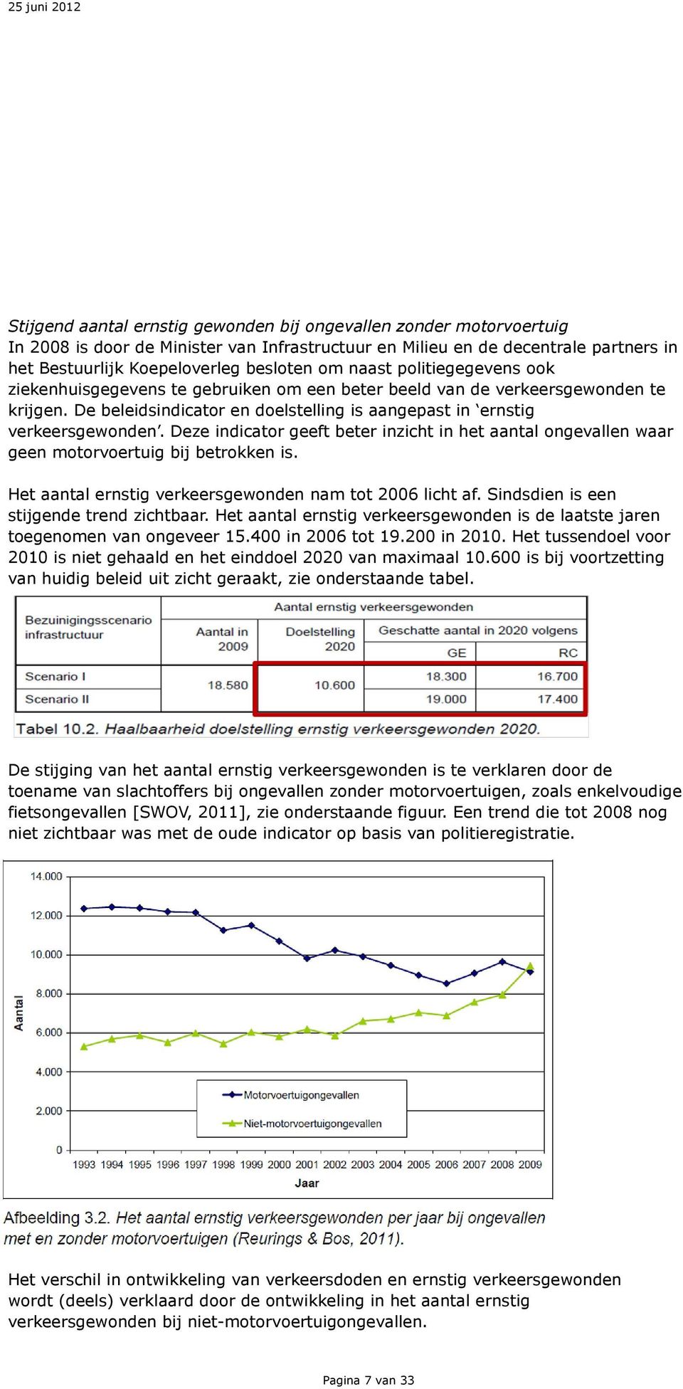 Deze indicator geeft beter inzicht in het aantal ongevallen waar geen motorvoertuig bij betrokken is. Het aantal ernstig verkeersgewonden nam tot 2006 licht af.