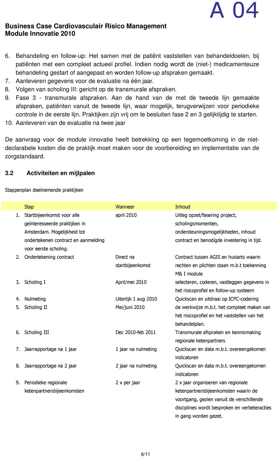 Volgen van scholing III: gericht op de transmurale afspraken. 9. Fase 3 - transmurale afspraken.