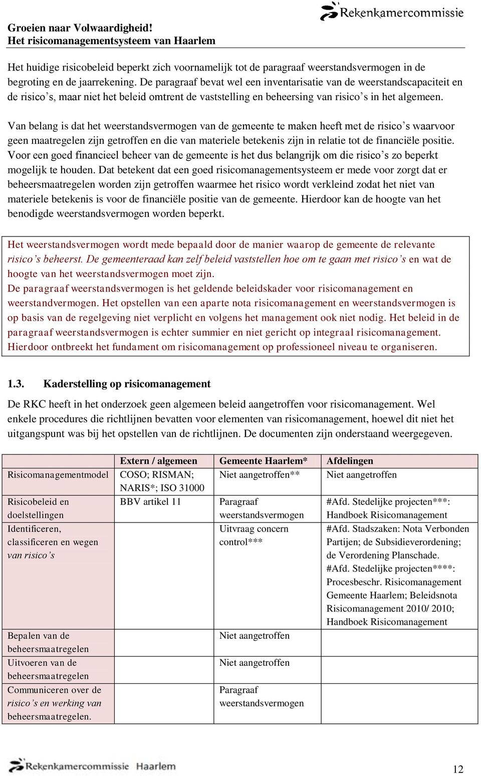 Van belang is dat het weerstandsvermogen van de gemeente te maken heeft met de risico s waarvoor geen maatregelen zijn getroffen en die van materiele betekenis zijn in relatie tot de financiële