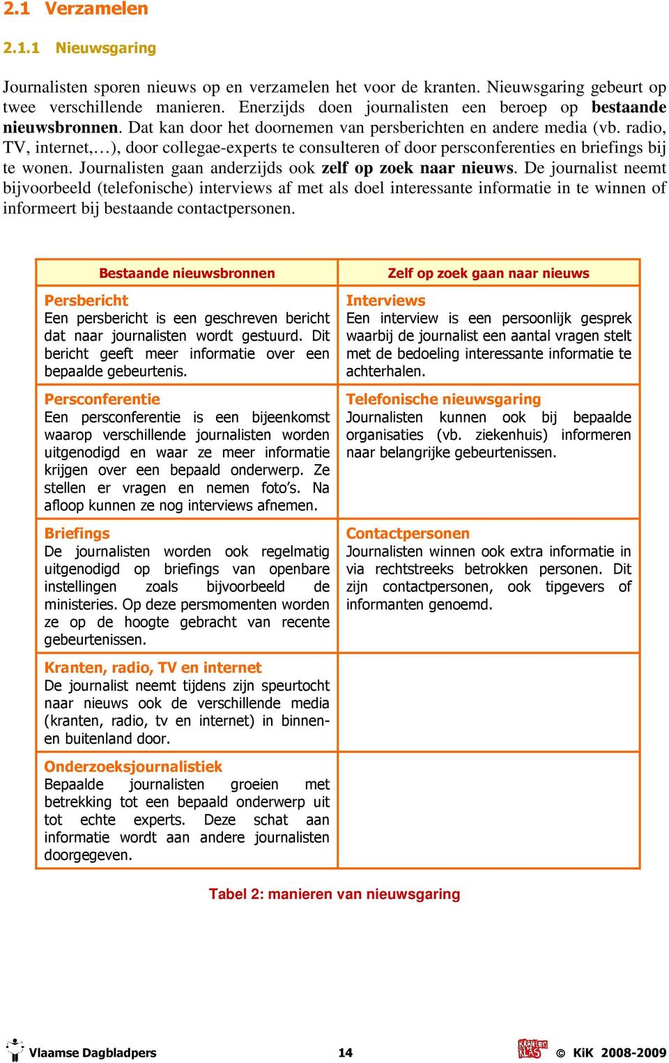 radio, TV, internet, ), door collegae-experts te consulteren of door persconferenties en briefings bij te wonen. Journalisten gaan anderzijds ook zelf op zoek naar nieuws.