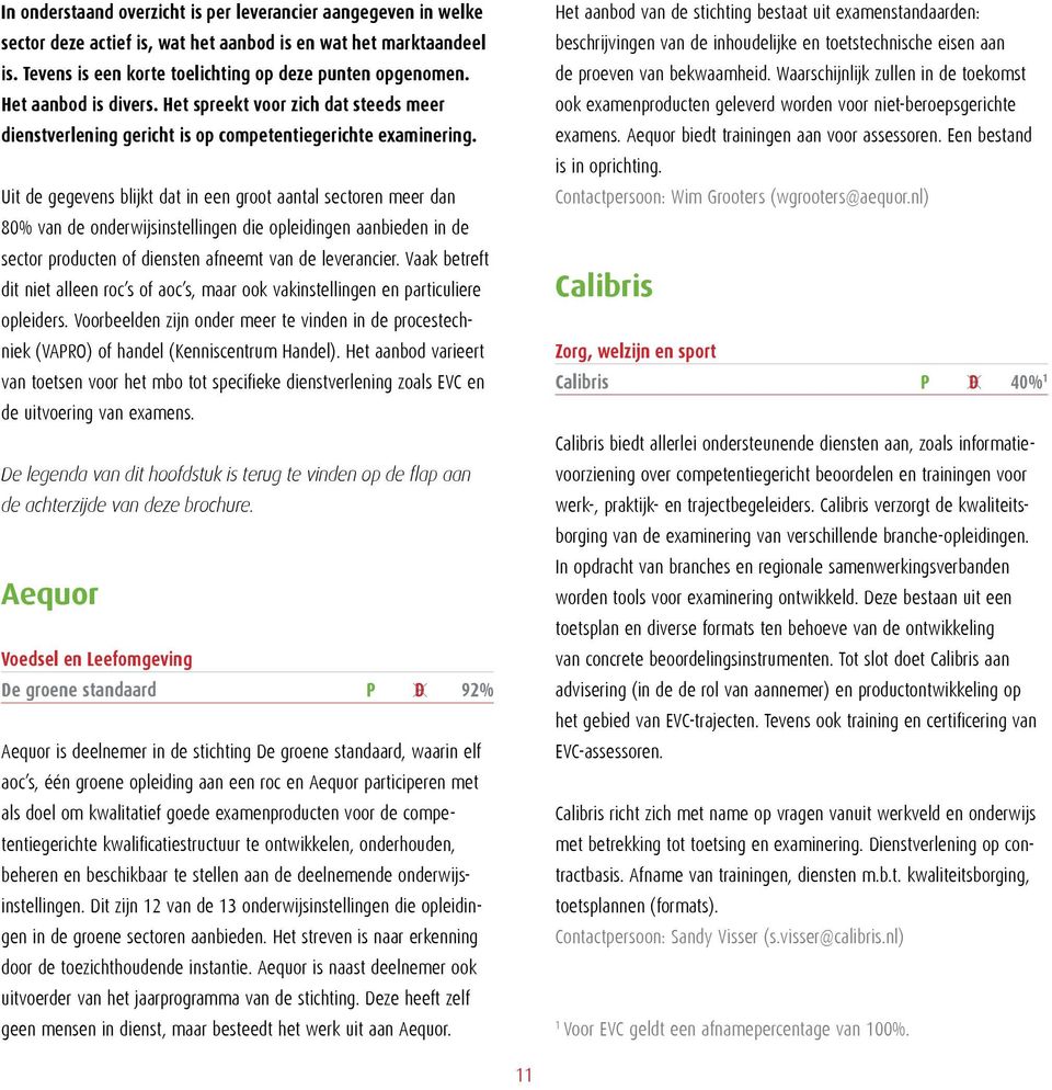 Uit de gegevens blijkt dat in een groot aantal sectoren meer dan 80% van de onderwijsinstellingen die opleidingen aanbieden in de sector producten of diensten afneemt van de leverancier.