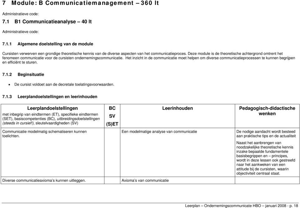 Deze module is de theoretische achtergrond omtrent het fenomeen communicatie voor de cursisten ondernemingscommunicatie.