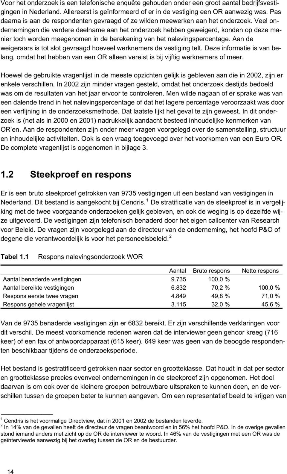 Veel ondernemingen die verdere deelname aan het onderzoek hebben geweigerd, konden op deze manier toch worden meegenomen in de berekening van het nalevingspercentage.