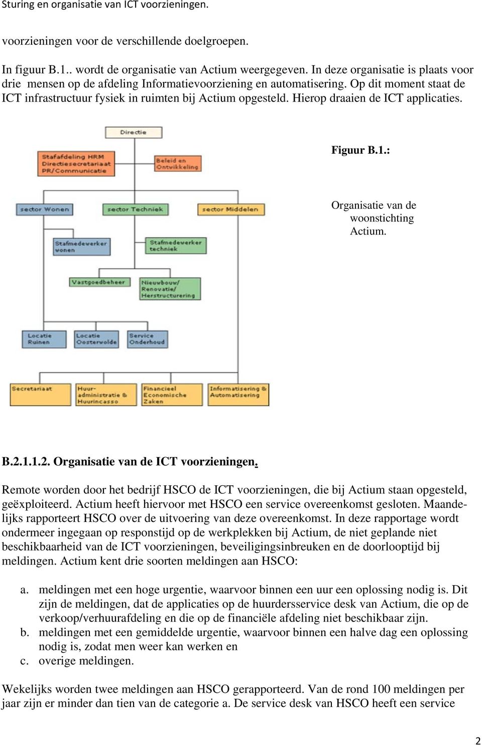 Hierop draaien de ICT applicaties. Figuur B.1.: Organisatie van de woonstichting Actium. B.2.1.1.2. Organisatie van de ICT voorzieningen.