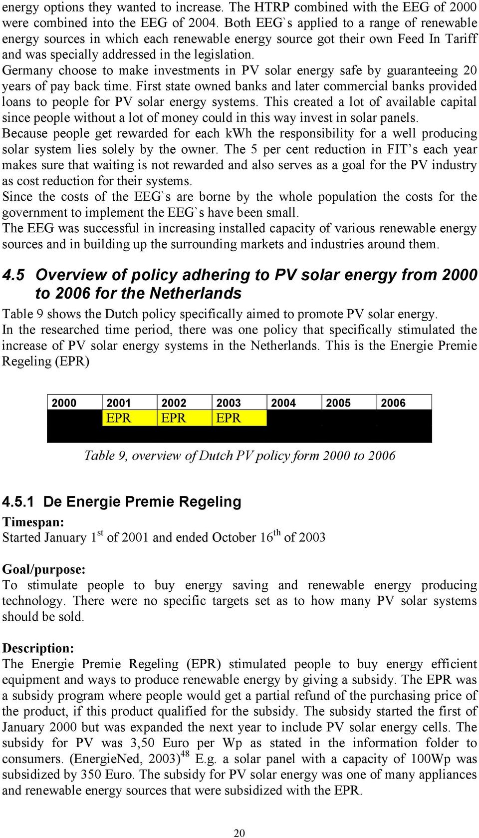 Germany choose to make investments in PV solar energy safe by guaranteeing 20 years of pay back time.