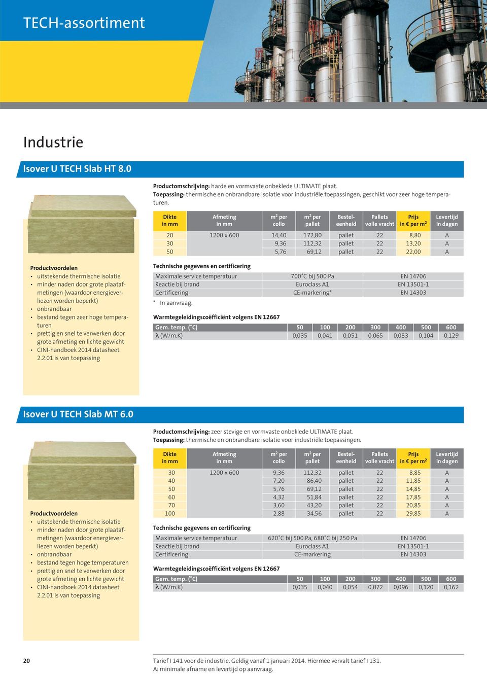 Dikte Afmetig m 2 per m 2 per Bestel- Pallets Prijs Levertijd i mm i mm collo pallet eeheid volle vracht i per m 2 i dage 20 1200 x 600 14,40 172,80 pallet 22 8,80 A 30 9,36 112,32 pallet 22 13,20 A