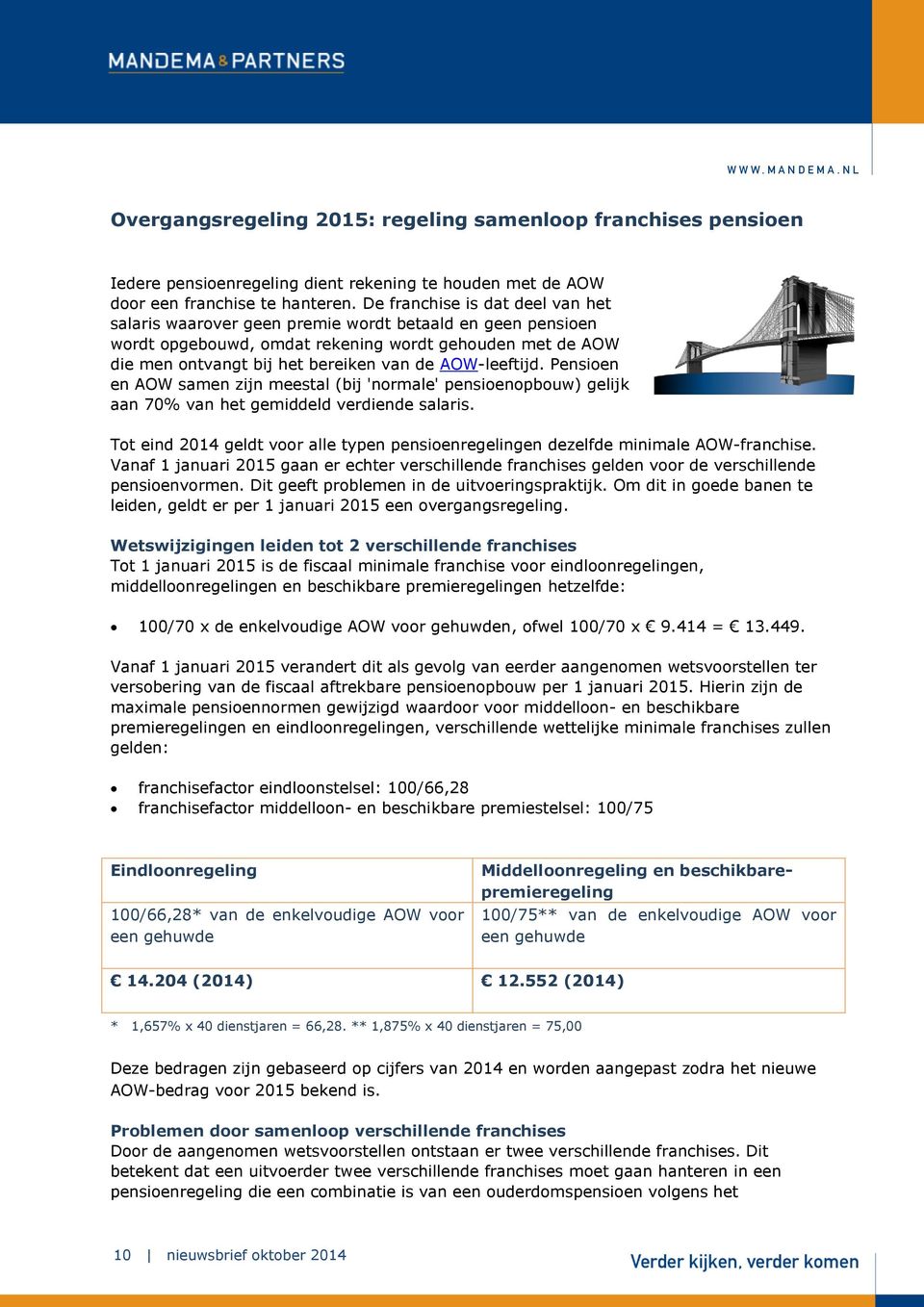 AOW-leeftijd. Pensioen en AOW samen zijn meestal (bij 'normale' pensioenopbouw) gelijk aan 70% van het gemiddeld verdiende salaris.