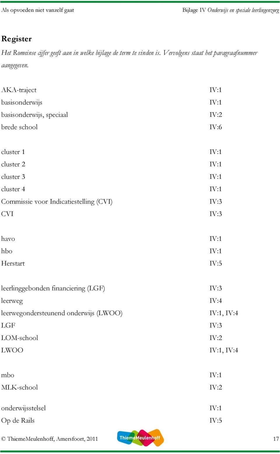 Indicatiestelling (CVI) CVI IV:3 IV:3 havo hbo Herstart IV:5 leerlinggebonden financiering (LGF) leerweg leerwegondersteunend onderwijs