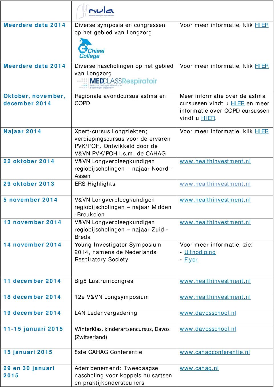 Najaar 2014 Xpert-cursus Longziekten; Voor meer informatie, klik HIER verdiepingscursus voor de ervaren PVK/POH. Ontwikkeld door de V&VN PVK/POH i.s.m. de CAHAG 22 oktober 2014 V&VN Longverpleegkundigen www.