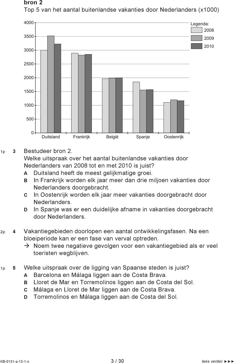 B In Frankrijk worden elk jaar meer dan drie miljoen vakanties door Nederlanders doorgebracht. C In Oostenrijk worden elk jaar meer vakanties doorgebracht door Nederlanders.