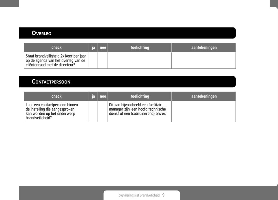 Co ntac t pe r so o n Is er een contactpersoon binnen de instelling die aangesproken kan worden