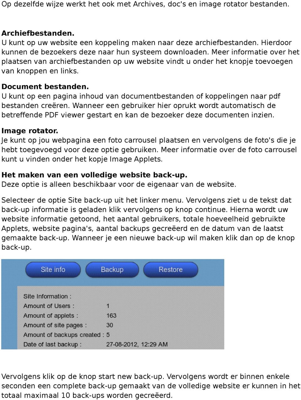 Document bestanden. U kunt op een pagina inhoud van documentbestanden of koppelingen naar pdf bestanden creëren.