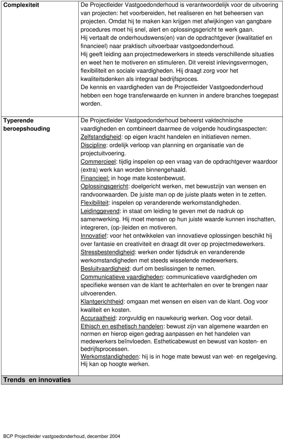 Hij vertaalt de onderhoudswens(en) van de opdrachtgever (kwalitatief en financieel) naar praktisch uitvoerbaar vastgoedonderhoud.