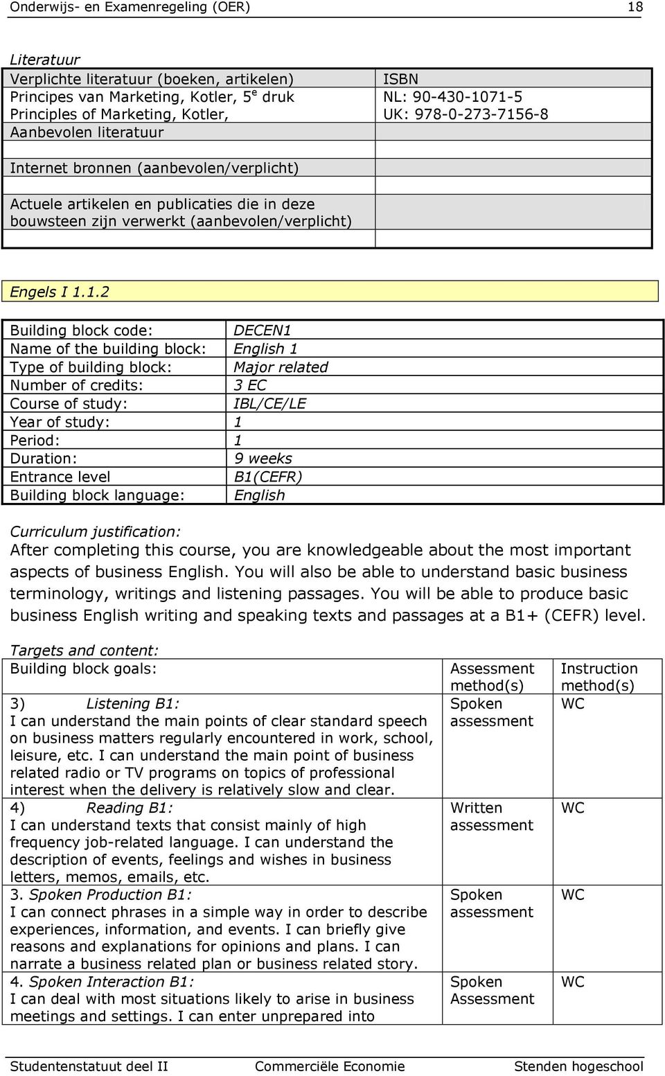 71-5 UK: 978-0-273-7156-8 Internet bronnen (aanbevolen/verplicht) Actuele artikelen en publicaties die in deze bouwsteen zijn verwerkt (aanbevolen/verplicht) Engels I 1.1.2 Building block code: