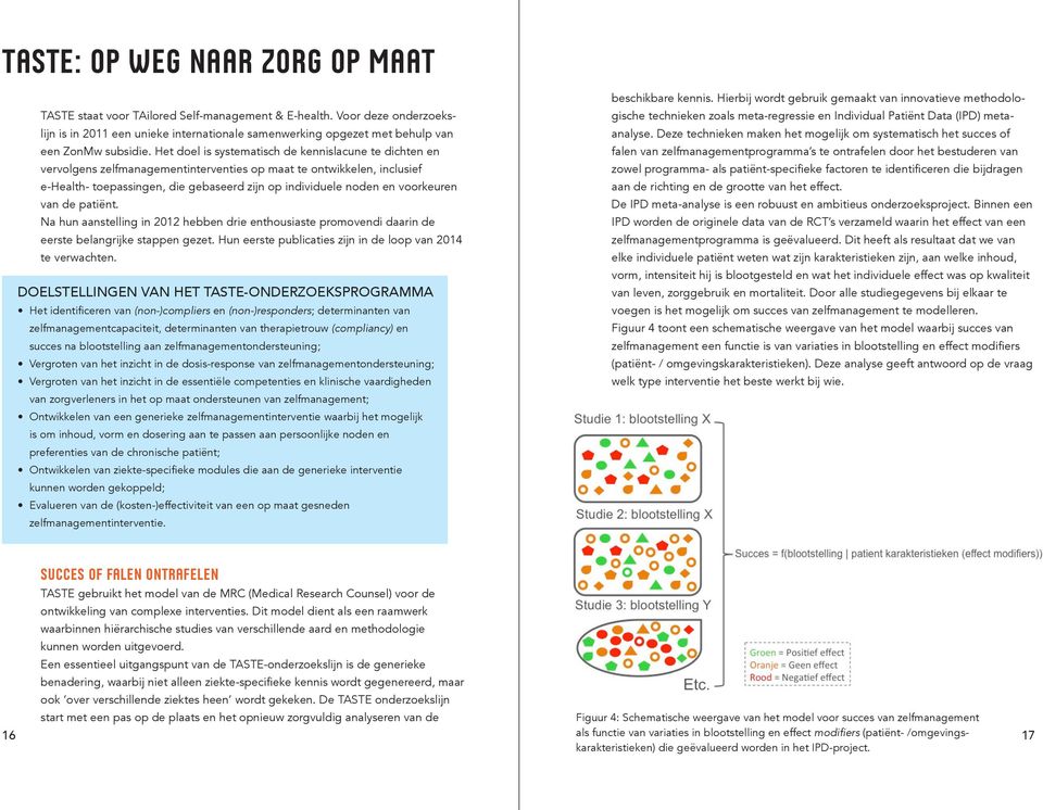 Het doel is systematisch de kennislacune te dichten en vervolgens zelfmanagementinterventies op maat te ontwikkelen, inclusief e-health- toepassingen, die gebaseerd zijn op individuele noden en